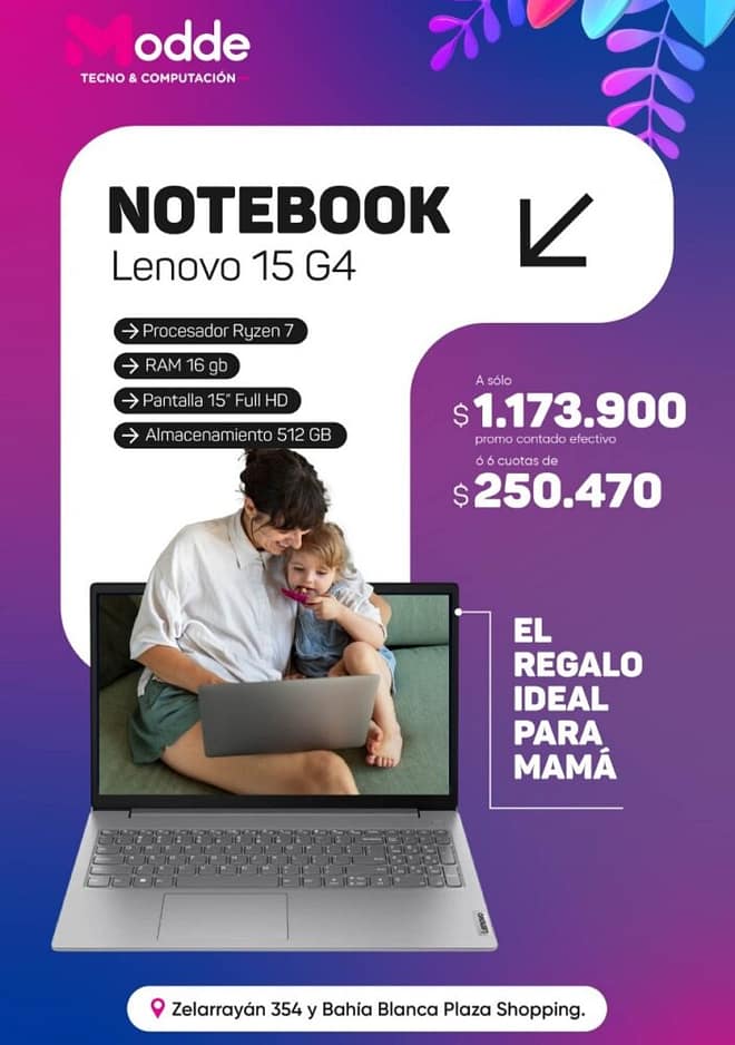 Notebook Lenovo 15 G4 / AMD Ryzen 7 7730u / 16gb RAM / 512gb / Pantalla 15.6″ 60hz