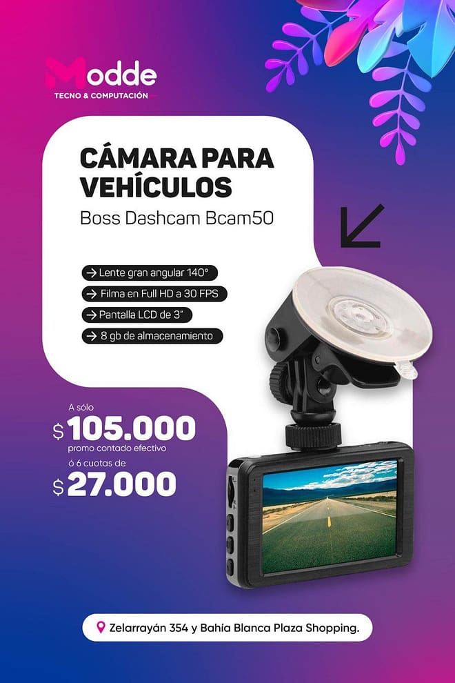 Cámara para vehículo Boss dashcam BCAM50