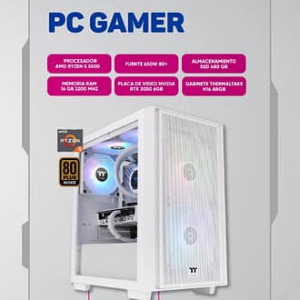 PC AMD Ryzen 5 5500 / 16gb RAM / 480gb SSD / RTX 3050 6gb / 650w 80+ / Thermaltake H16 ARGB