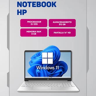 Notebook HP i3-1215u / 8gb RAM / 512gb SSD / Pantalla 14″ 60hz / Windows 11 Home