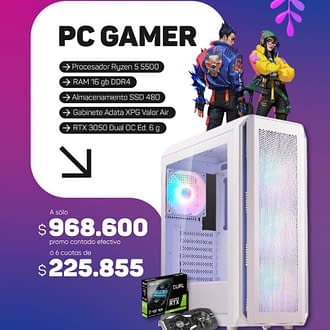 PC AMD Ryzen 5 5500 / 16gb RAM / 480gb SSD / RTX 3050 6GB / 550w 80+ / Gabinete ADATA XPG Valor Air