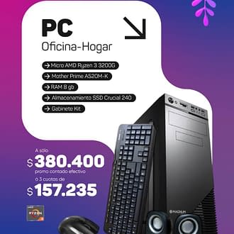 PC AMD Ryzen 3 3200G / 8gb RAM / 240gb SSD / Gabinete Kit