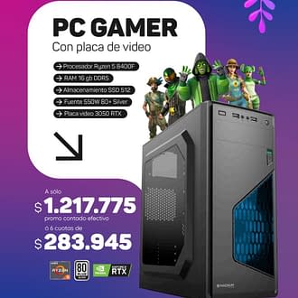 PC AMD Ryzen 5 8400F / 16gb RAM DDR5 / 512gb NVME / RTX 3050 / 550w 80+ Silver / Gabinete MagnumTech